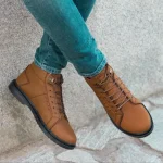 نیم بوت مردانه بندی مدل شیک گام رنگ عسلی تیره | سایزبندی 40 تا 44 - Image 4