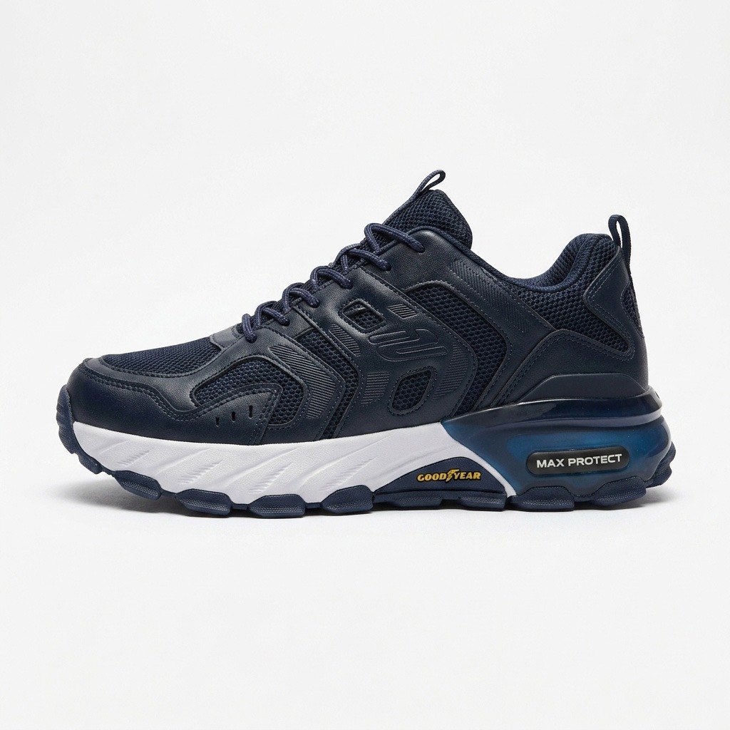 1dd54a کتانی اسپرت مردانه مدل Skechers Max Protect مناسب کوهنوردی، طبیعتگردی و پیادهروی رنگ سورمه ای - Image 1