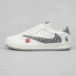 نایک ایر جردن 1 بدون ساق تراویس اسکات سفید طوسی (Nike Air Jordan 1 Low Travis Scott )